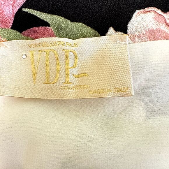 VDP Collection Party Cocktail Dress SZ 46/10 Floral Rhinestones Ruffle Hem Italy - Picture 14 of 16